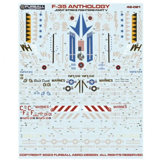 Furball 48-091 1/48 F-35B Anthology Part Five Decals for Tamiya kit