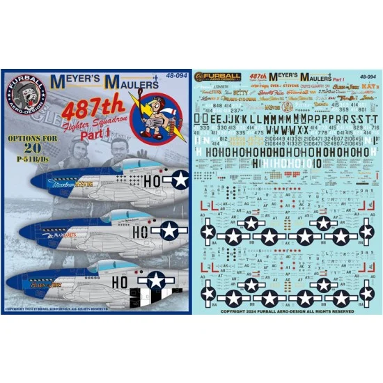 Furball 48-094 1/48 P-51 Mustang Meyer's Maulers Decal Part I