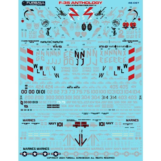 Furball 48-097 1/48 F-35C Anthology Decal - Joint Strike Fighters Part VI for Tamiya kits