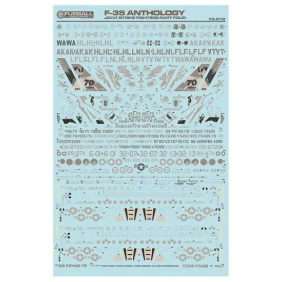 Furball 72-012 1/72 F-35A Anthology PT IV Decals for Meng/Tamiya kits