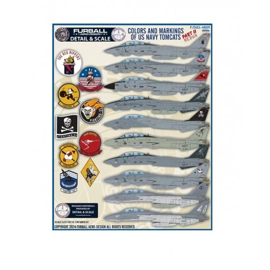 Furball FDS-4809 1/48 USN Tomcats Decal P.II - Atlantic Fleet F-14A/B Colours and Markings (REDUX)