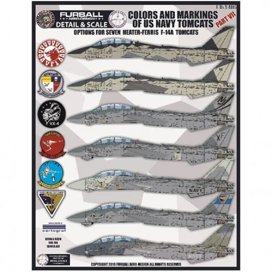 Furball FDS-4815 1/48 USN F-14 Tomcats Colours & Markings Part VII Decals for Tamiya kits