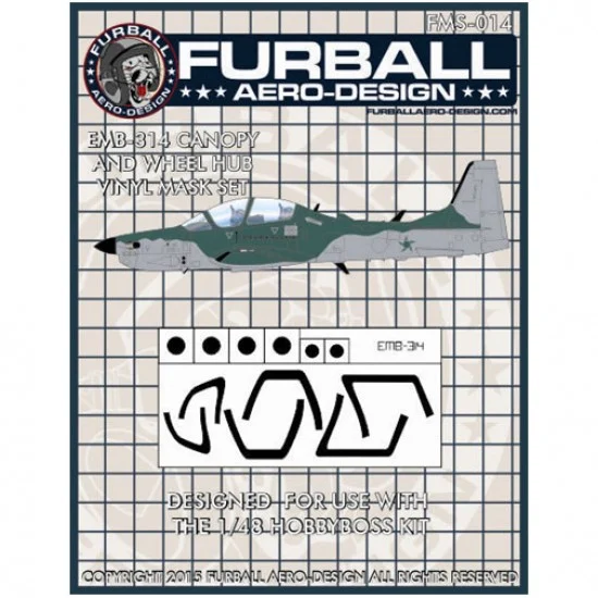 Furball FMS-014 1/48 EMB-314 Canopy & Wheel Hubs Masking Set for HobbyBoss Kits