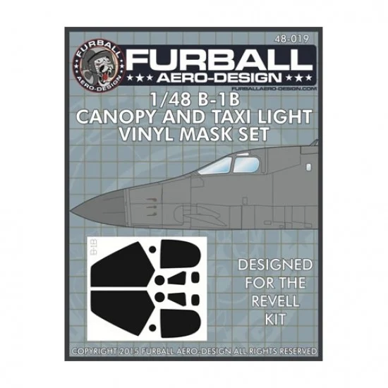Furball FMS-019 1/48 Rockwell B-1B Lancer Canopy and Taxi Lights Masking Set for Revell Kit