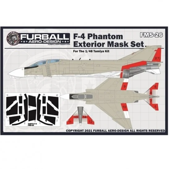 Furball FMS-026 1/48 F-4 Phantom Exterior Vinyl Mask Set for the Tamiya Kit