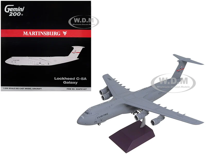 Lockheed C-5A Galaxy Transport Aircraft "68-0222, Martinsburg, West Virginia Air National Guard" United States Air Force "Gemini 200" Series 1/200 Diecast Model Airplane by GeminiJets