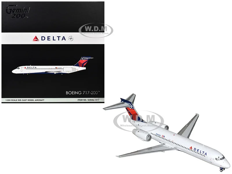 Boeing 717-200 Commercial Aircraft "Delta Air Lines" (N947AT) White with Blue and Red Tail "Gemini 200" Series 1/200 Diecast Model Airplane by GeminiJets