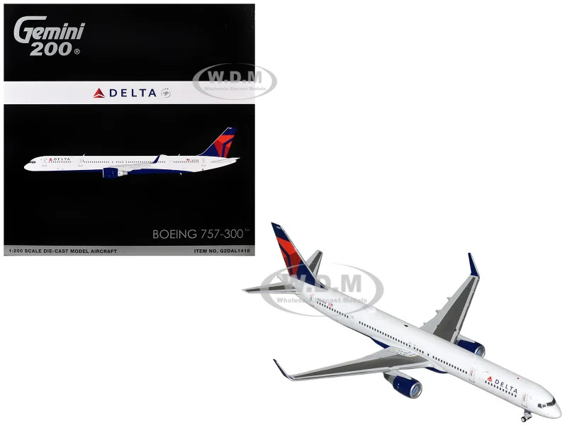 Boeing 757-300 Commercial Aircraft "Delta Air Lines" (N595NW) White with Blue and Red Tail "Gemini 200" Series 1/200 Diecast Model Airplane by GeminiJets