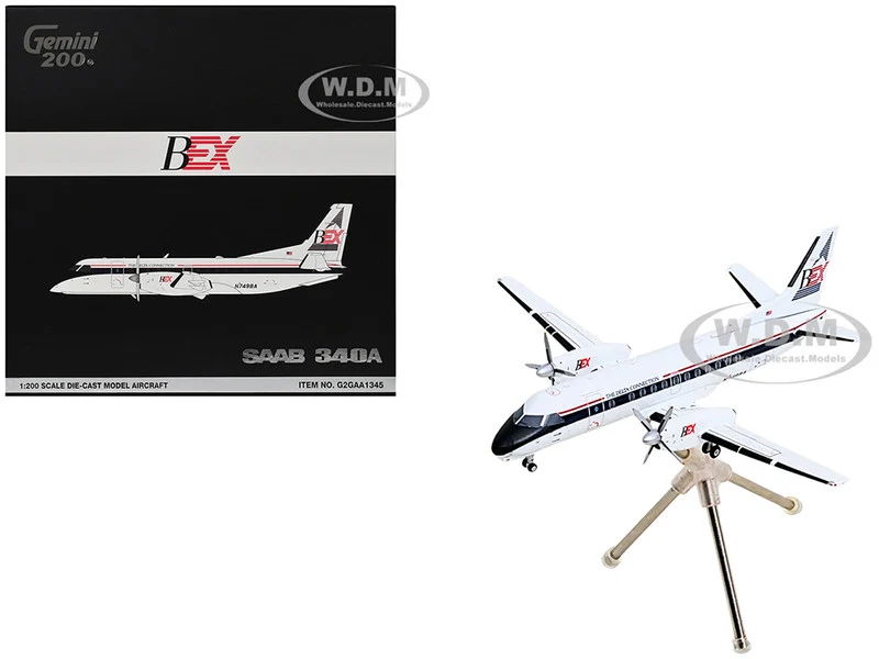 Saab 340A Commercial Aircraft "Delta Connection - Business Express Airlines" (N749BA) White with Dark Blue and Red Stripes "Gemini 200" Series 1/200 Diecast Model Airplane by GeminiJets