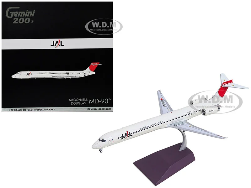 McDonnell Douglas MD-90 Commercial Aircraft "Japan Airlines" (JA002D) White with Red Tail "Gemini 200" Series 1/200 Diecast Model Airplane by GeminiJets