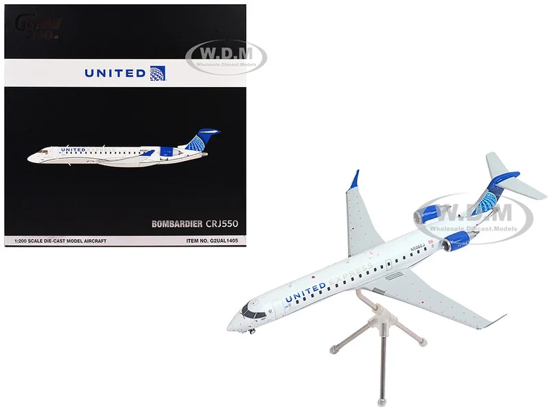Bombardier CRJ550 Commercial Aircraft "United Express" (N506GJ) White with Blue Tail "Gemini 200" Series 1/200 Diecast Model Airplane by GeminiJets - Airlines