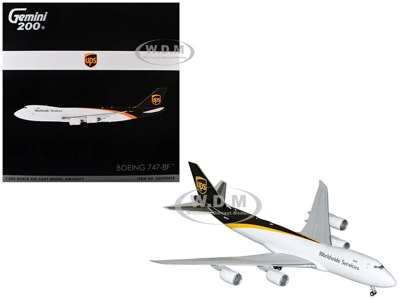 Boeing 747-8F Commercial Aircraft "UPS Worldwide Services" (N607UP) White with Brown Tail "Gemini 200" Series 1/200 Diecast Model Airplane by GeminiJets