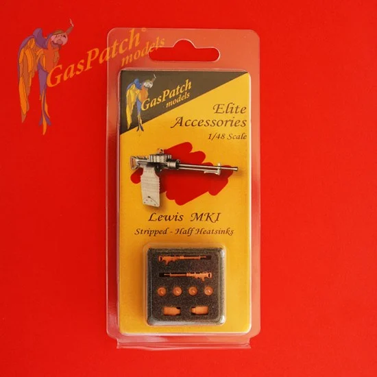 GasPatch 13-48024 1/48 WWI Lewis Mk.I Stripped Half Heat Sinks Machine Guns (2pcs, Resin)