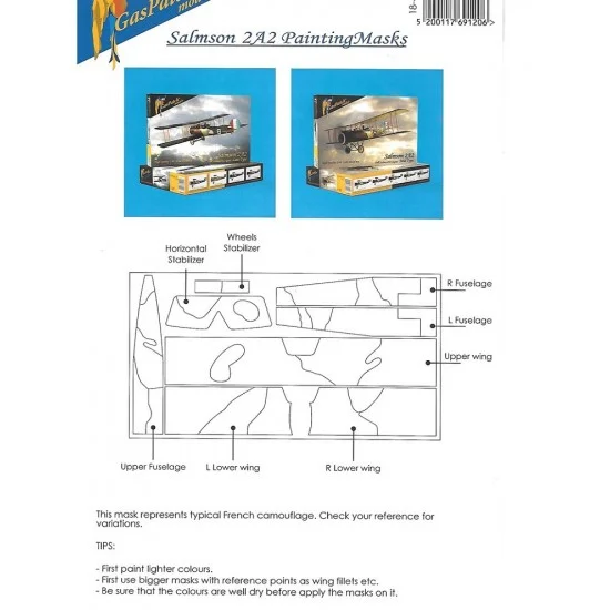 GasPatch 18-48120 1/48 Salmson 2A2 Painting Masks