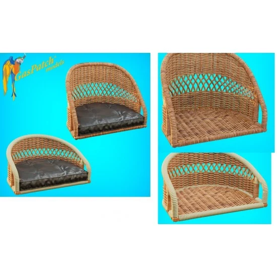 GasPatch 22-72260 1/72 British Wicker Seat Perforated Back - 1x Short & 1x Tall, No Leather Pad