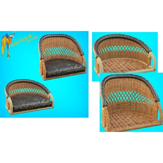 GasPatch 22-32249 1/32 British Wicker Perforated Back - 1x Short & 1x Tall, w/Small Leather Pad