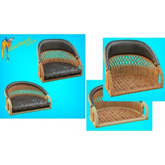 GasPatch 22-32250 1/32 British Wicker Perforated Back - 1x Short w/Small Leather Pad & 1x Tall w/Big Pad