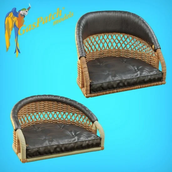 GasPatch 23-16268 1/16 Wicker Seat Perforated Back - Shorty Small Leather Pad & Tall Big Leather Pad