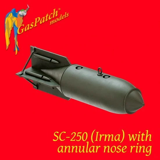 GasPatch 25-32391 1/32 WWII German Bombs - SC 250 Irma with Annular Nose Ring (4pcs)