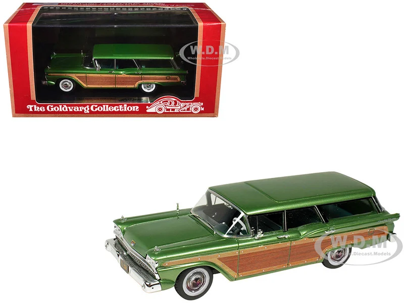 1959 Ford Country Squire Sherwood Green Metallic with Woodgrain Sides and Green Interior Limited Edition to 200 pieces Worldwide 1/43 Model Car by Goldvarg Collection - Ford Models