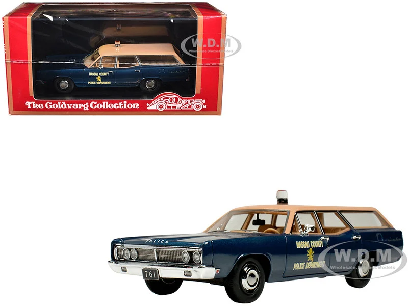 1970 Ford Country Squire Wagon Police Car "Nassau County Police Department" Blue and Tan Limited Edition to 200 pieces Worldwide 1/43 Model Car by Goldvarg Collection - Ford Models