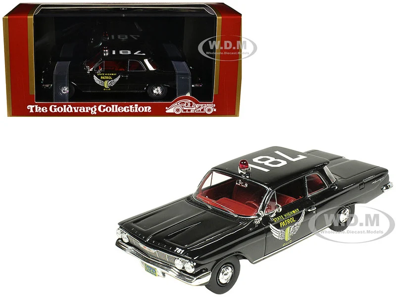 1961 Chevrolet Biscayne "Ohio State Highway Patrol" Black with Red Interior Limited Edition to 150 pieces Worldwide 1/43 Model Car by Goldvarg Collection - Chevrolet Models