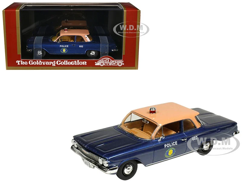 1961 Chevrolet Biscayne "Nassau County Police Department" Blue Metallic with Beige Top Limited Edition to 150 pieces Worldwide 1/43 Model Car by Goldvarg Collection - Chevrolet Models