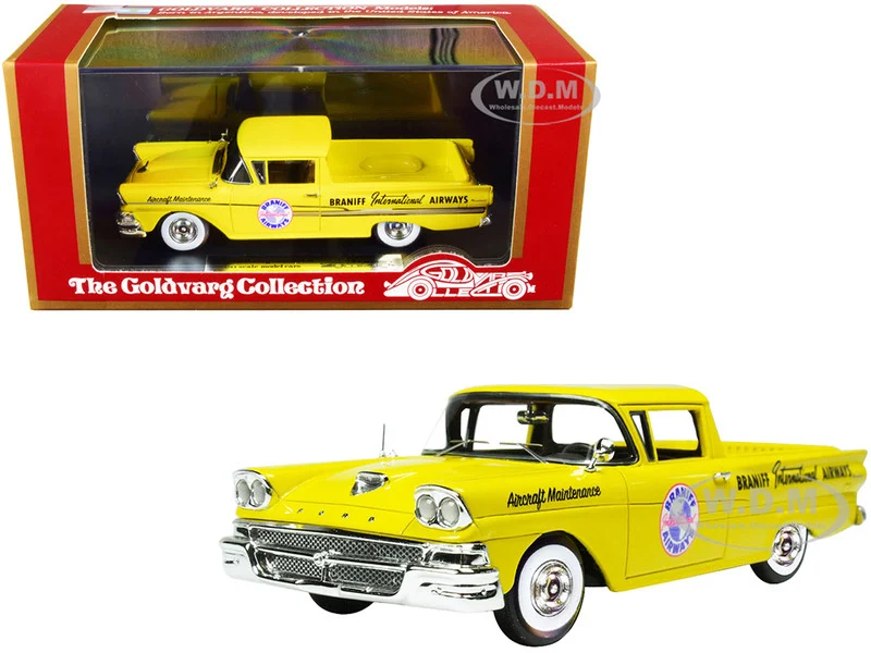 1958 Ford Ranchero Aircraft Maintenance Car Yellow "Braniff International Airways" Limited Edition to 125 pieces Worldwide 1/43 Model Car by Goldvarg Collection - Ford Models