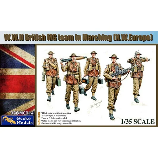 Gecko 35GM0014 1/35 WWII British MG Team In Marching (N.W. Europe) - Model Figures