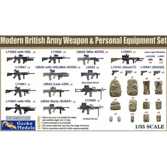Gecko 35GM0026 1/35 British Army Weapon & Personal Equipment Set - Model Figures