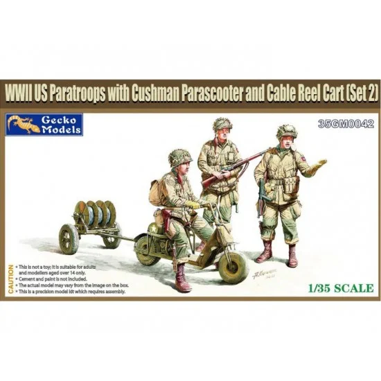 Gecko 35GM0042 1/35 M53 Scooter Cushman w-RL-35 Cable Reel Cart Mod.1944 & US Paratroops #2