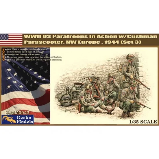 Gecko 35GM0043 1/35 US Paratroops In Action w/M53. (Set 3) - Model Figures