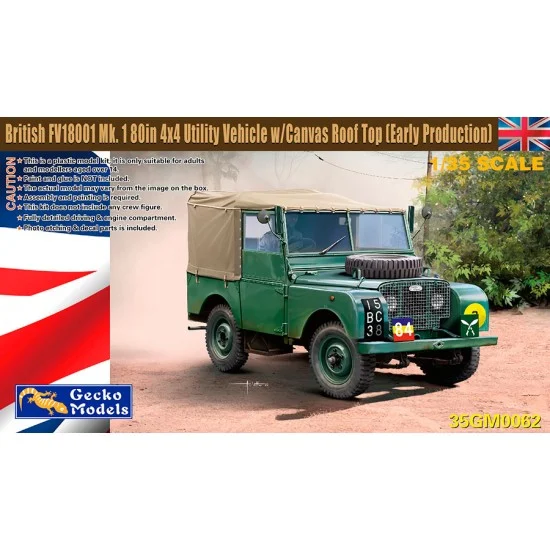 Gecko 35GM0062 1/35 British FV18001 Mk. 1 80in 4x4 Utility Vehicle Early with Canvas Roof Top - Military Vehicles & Tanks