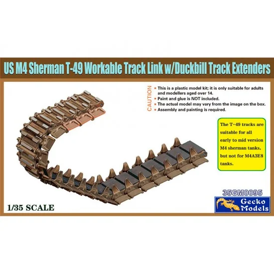 Gecko 35GM0095 1/35 Sherman T-49 Workable Track Link with Duckbill Track Extenders