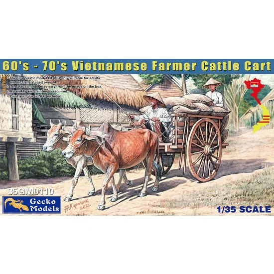 Gecko 35GM0110 1/35 60's - 70's Vietnamese Farmer Cattle Cart Set
