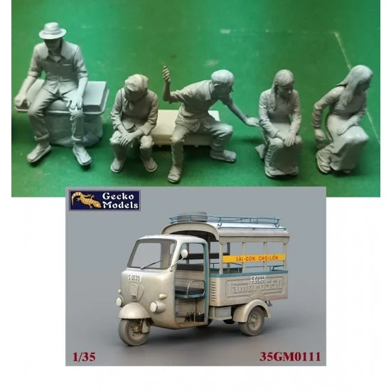 Gecko 35GM111 1/35 Vietnam War Saigon Shuttle Tricar With Driver & Passengers - Military Vehicles & Tanks