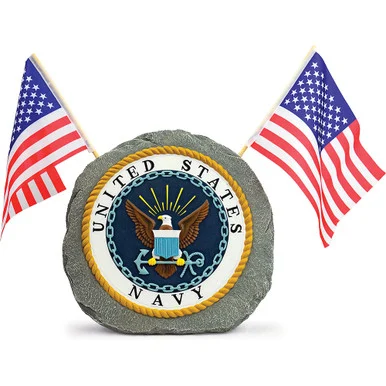 U.S. Navy Garden Stone with Flags Geocentral (R35184)