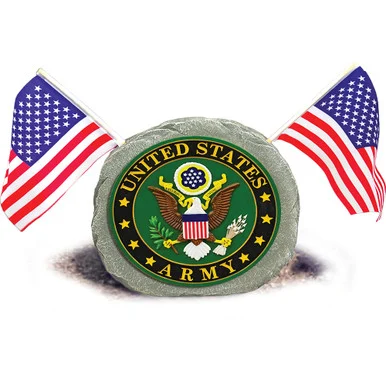 U.S. Army Garden Stone with Flags Geocentral (R35181)
