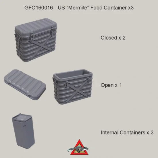 Grey Fox Concepts 160016 1/16 Cold War US/Australian Mermite Food Container (3pcs) - Scenics & Diorama