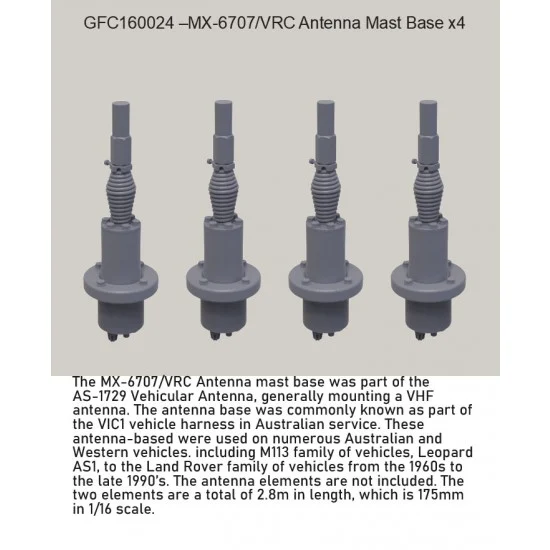 Grey Fox Concepts 160024 1/16 MX-6707/VRC Antenna Mast Base x4