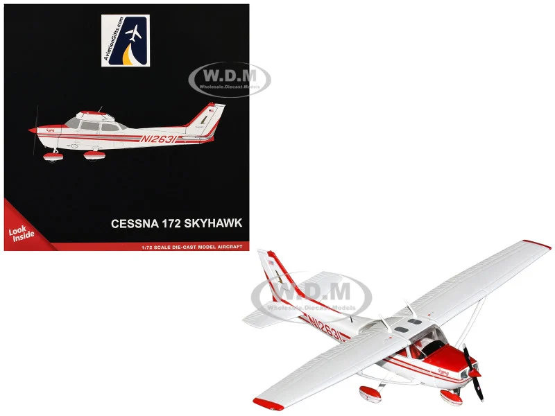 Cessna 172 Skyhawk Aircraft "N12631" Red and White "Gemini General Aviation" Series 1/72 Diecast Model Airplane by GeminiJets
