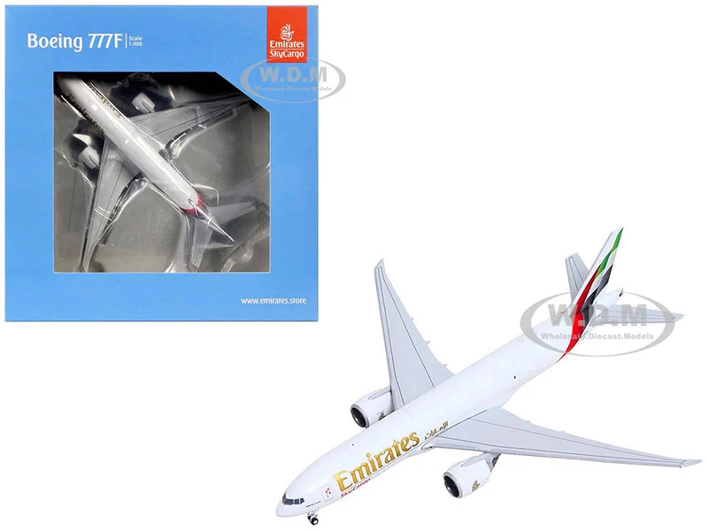 Boeing 777F Commercial Aircraft "Emirates SkyCargo" (A6-EFV) White with Striped Tail 1/400 Diecast Model Airplane by GeminiJets