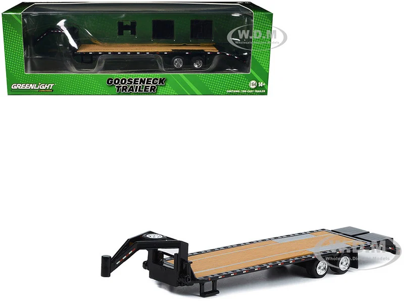 Gooseneck Trailer Black (In Box) 1/64 Diecast Model Car by Greenlight - Accessories