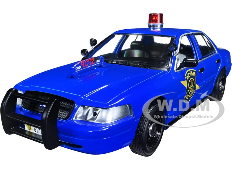 2008 Ford Crown Victoria Police Interceptor Dark Blue "Michigan State Police" "Hot Pursuit" Series 1/24 Diecast Model Car by Greenlight - Ford Models
