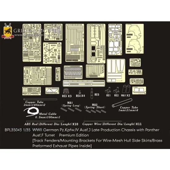 Griffon BPL35043 1/35 WWII German PzKpfw.IV Ausf.J (Late) w/Ausf.F Turret Big Detail Set for Dragon #6824 - Military Vehicles & Tanks