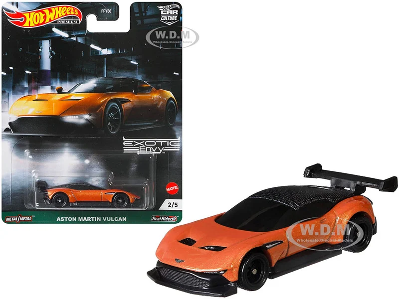 Aston Martin Vulcan Orange Metallic "Exotic Envy" Series Diecast Model Car by Hot Wheels - Aston Martin Models