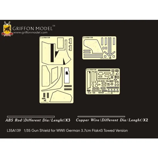 Griffon L35A139 1/35 WWII 3.7cm Flak43 Towed Version Gun Shield for Dragon kits - Military Vehicles & Tanks