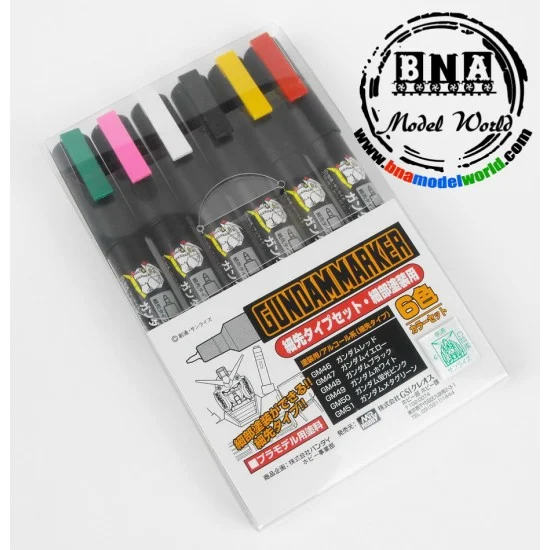 GSI Creos GMS110 Gundam Paint Marker Ultra Fine Set (6 colours) - Hobby & Model Paints