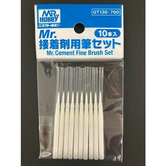 GSI Creos GT130 Mr Cement Fine Brush Set (10pcs) - Hobby Tools & Supplies