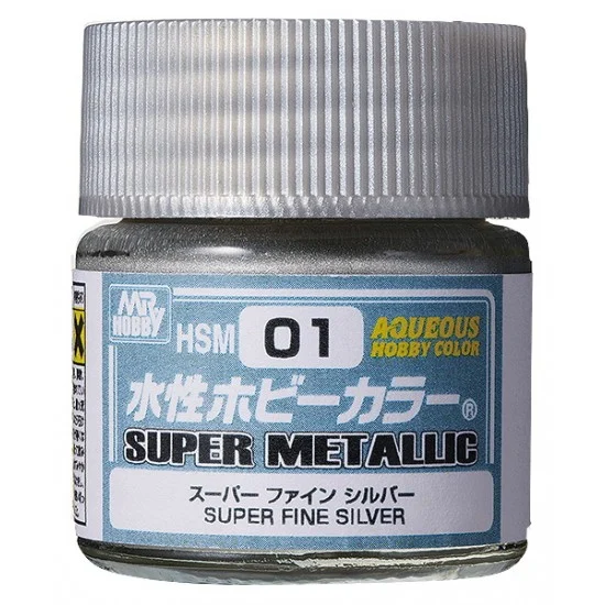 GSI Creos HSM01 Water-based Acrylic Paint - Aqueous Super Metal Sup Fine Silver (10ml)